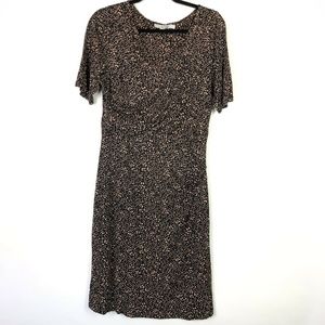 Boden Rita Ruched Black Prink Polka Dot Dress 14